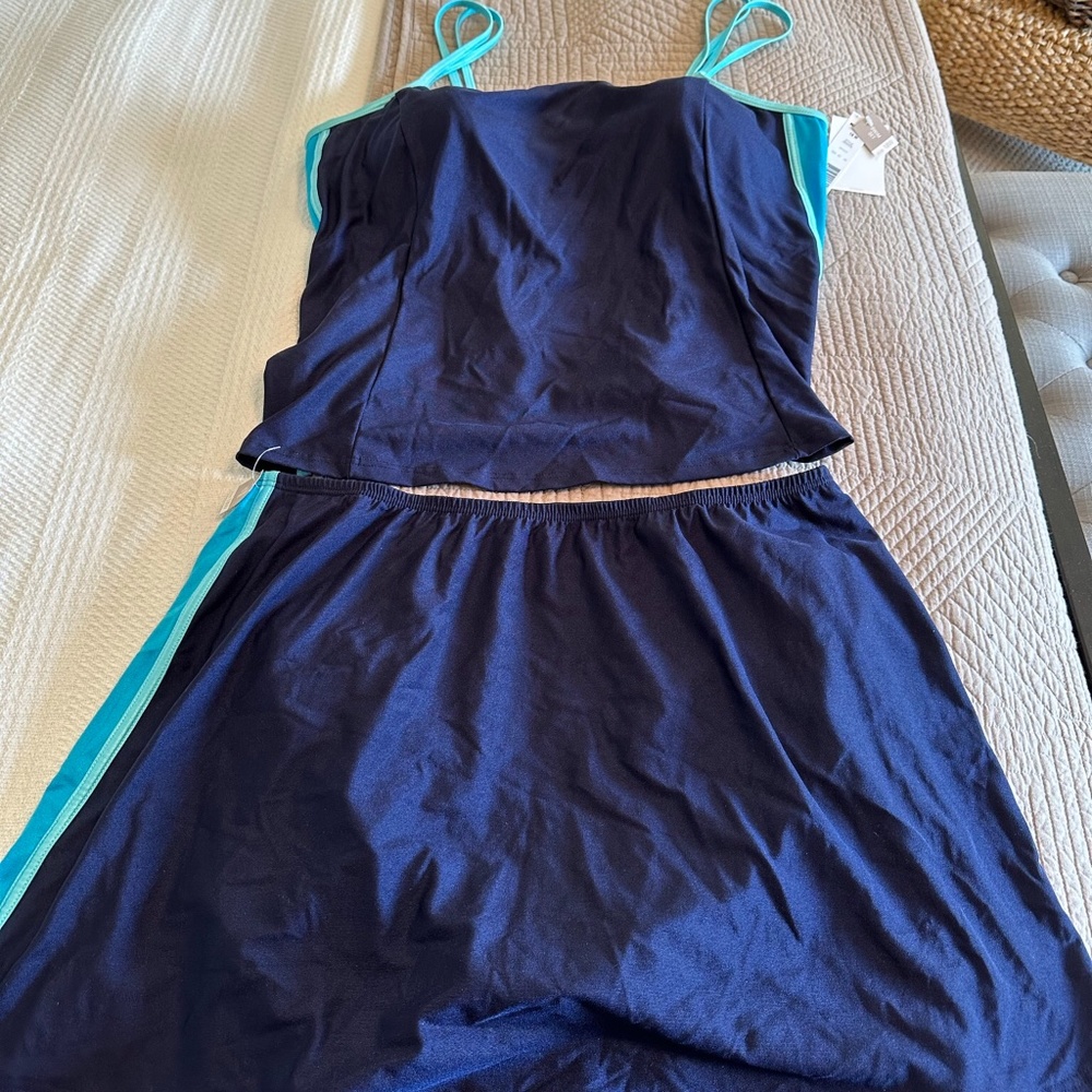 WOMEN’S SKIRTED TWO PIECE SWIMSUIT BLUE 18W